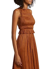 Ziva Plissé Satin Sleeveless Top