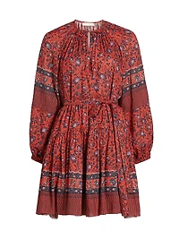 Abri Floral Cotton-Blend Tie-Waist Minidress