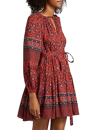 Abri Floral Cotton-Blend Tie-Waist Minidress