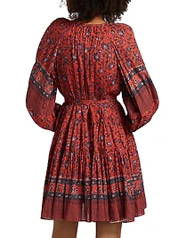 Abri Floral Cotton-Blend Tie-Waist Minidress