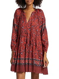 Abri Floral Cotton-Blend Tie-Waist Minidress