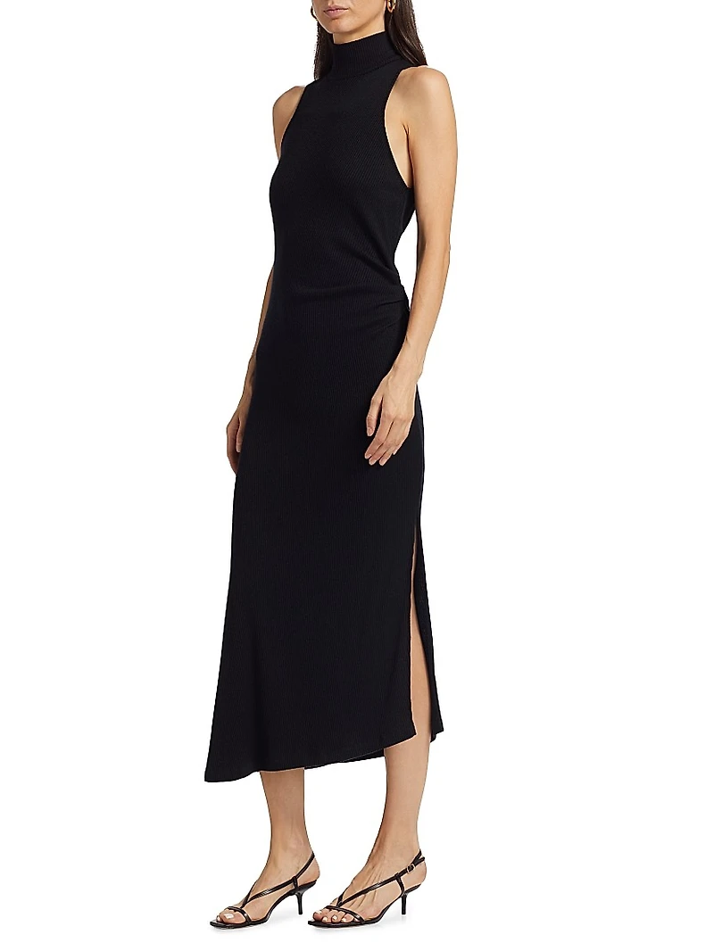Ximena Ruched Sleeveless Midi-Dress