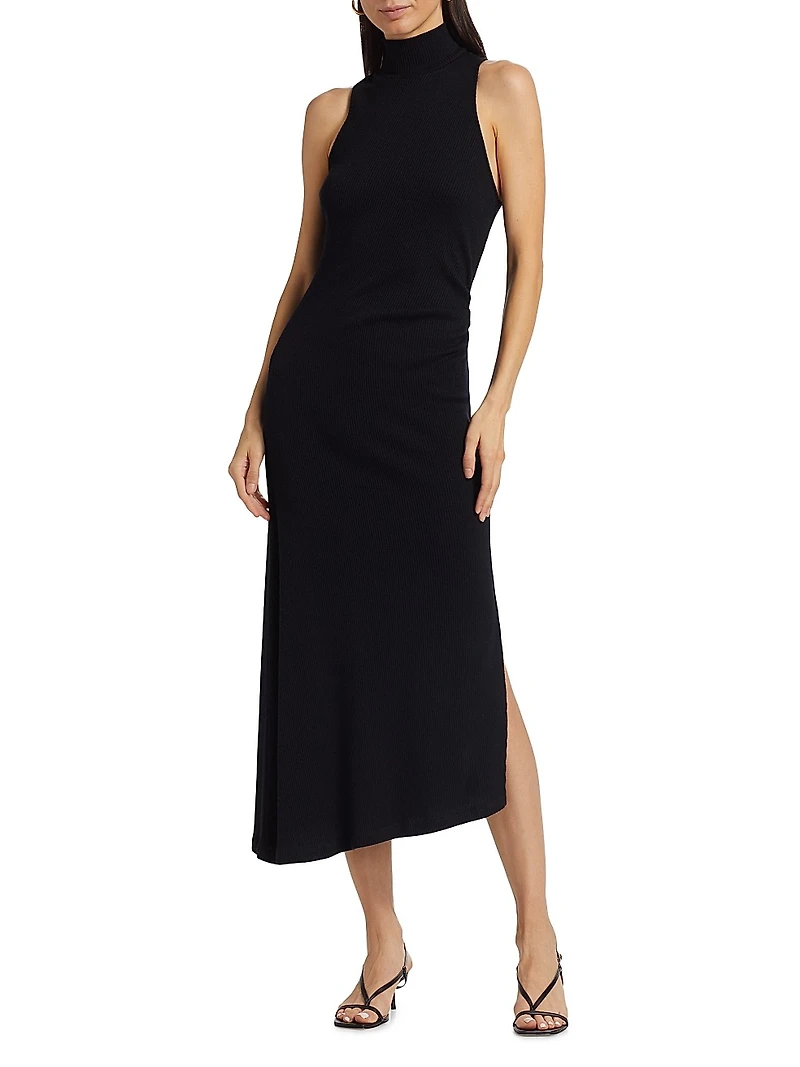 Ximena Ruched Sleeveless Midi-Dress