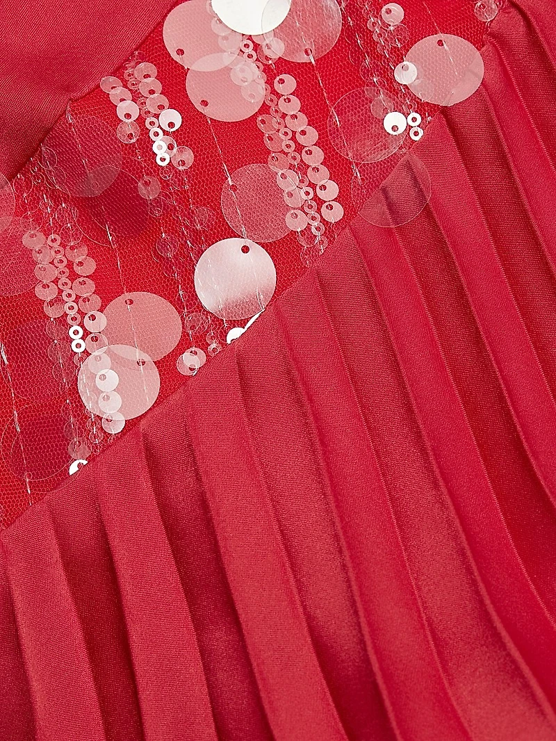 Marcia Sequin-Embellished Pleated Halterneck Minidress