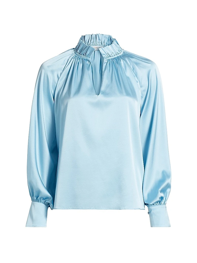 Gayle Ruffled Stretch Silk Blouse