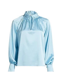 Gayle Ruffled Stretch Silk Blouse