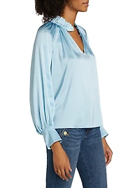 Gayle Ruffled Stretch Silk Blouse