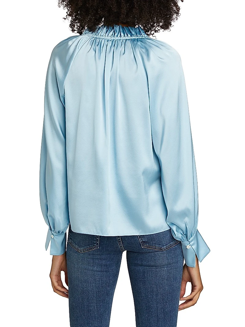 Gayle Ruffled Stretch Silk Blouse