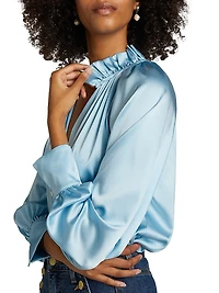 Gayle Ruffled Stretch Silk Blouse
