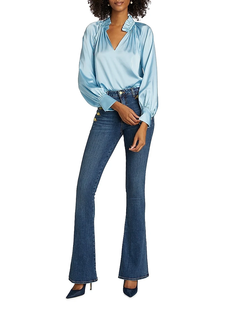 Gayle Ruffled Stretch Silk Blouse