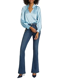 Gayle Ruffled Stretch Silk Blouse