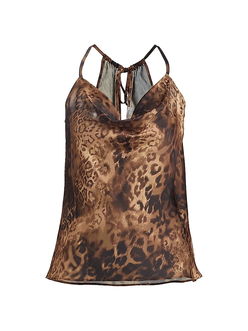 Yohana Leopard Cowlneck Sleeveless Top