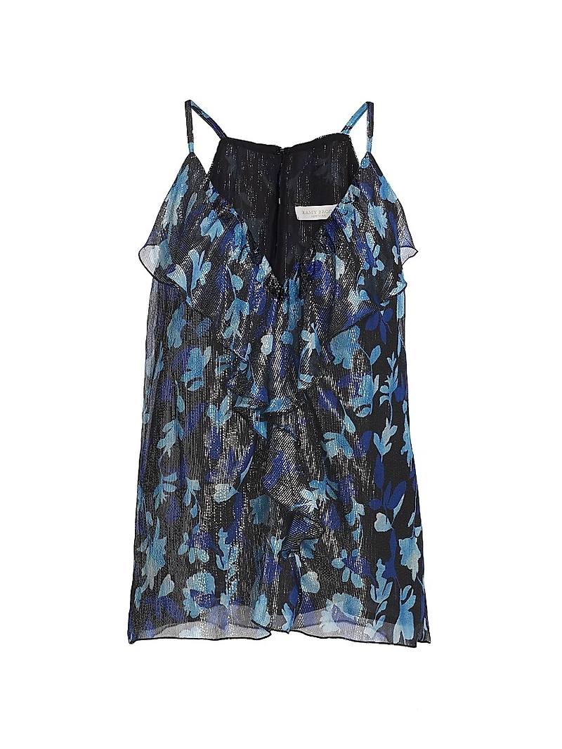 Rosemarie Floral Metallic Silk Sleeveless Top