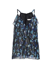 Rosemarie Floral Metallic Silk Sleeveless Top