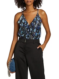 Rosemarie Floral Metallic Silk Sleeveless Top
