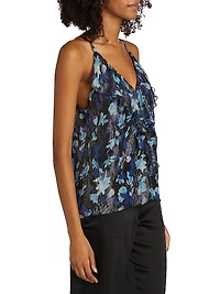 Rosemarie Floral Metallic Silk Sleeveless Top