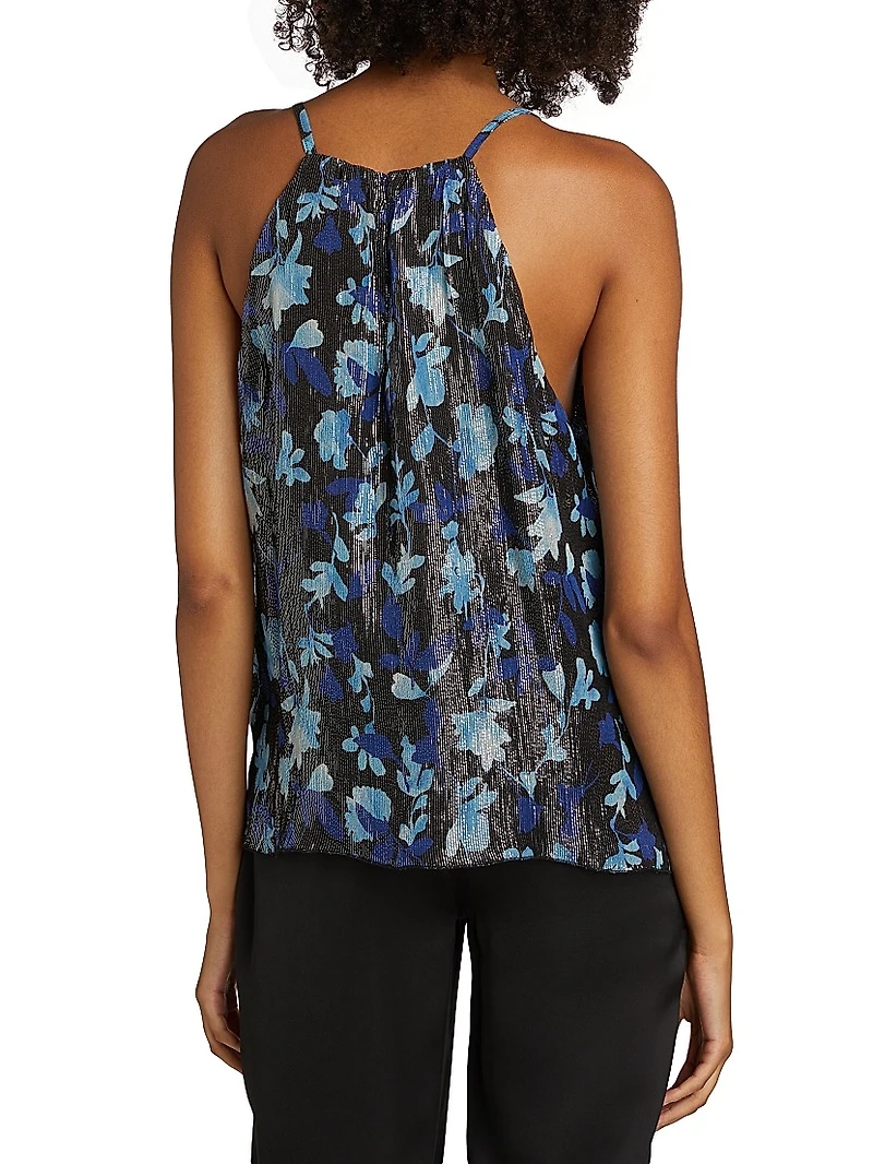 Rosemarie Floral Metallic Silk Sleeveless Top