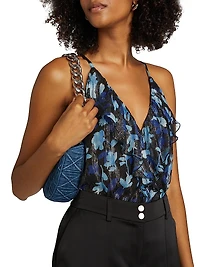 Rosemarie Floral Metallic Silk Sleeveless Top