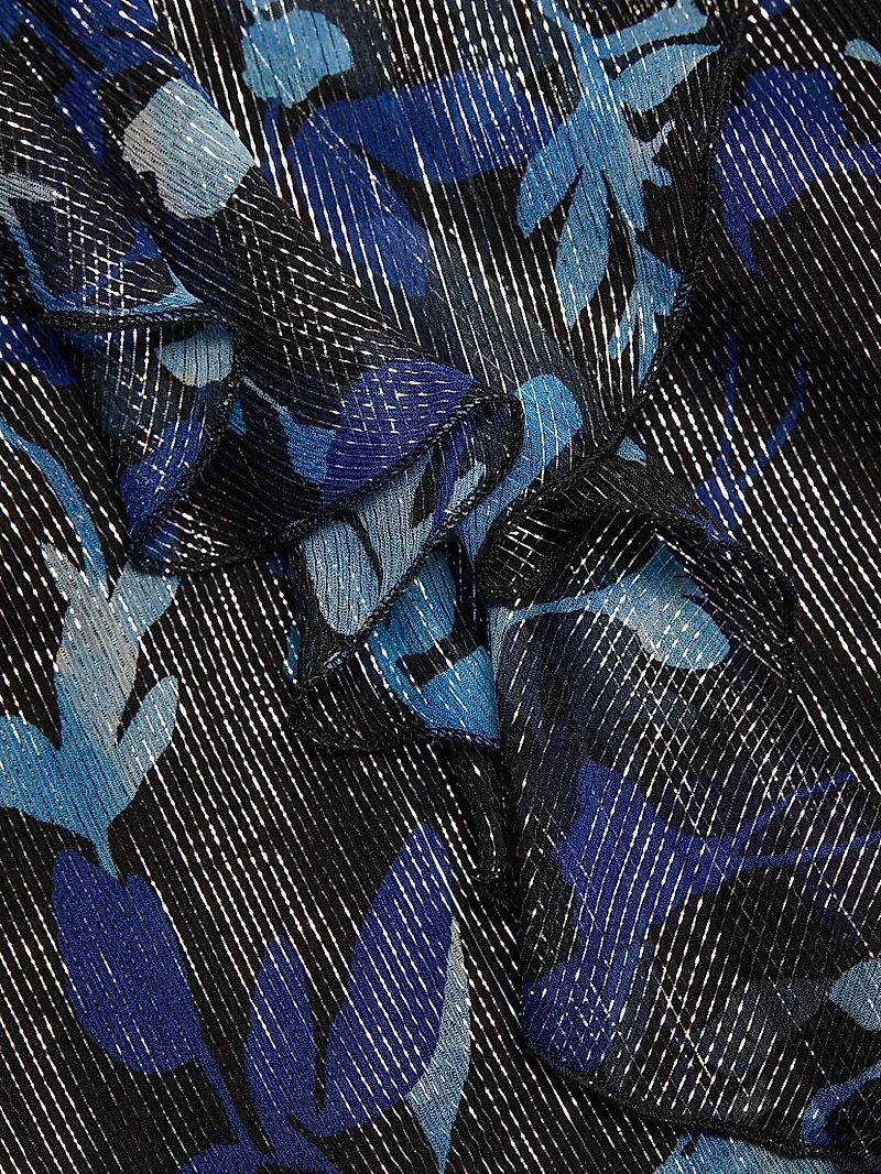 Rosemarie Floral Metallic Silk Sleeveless Top