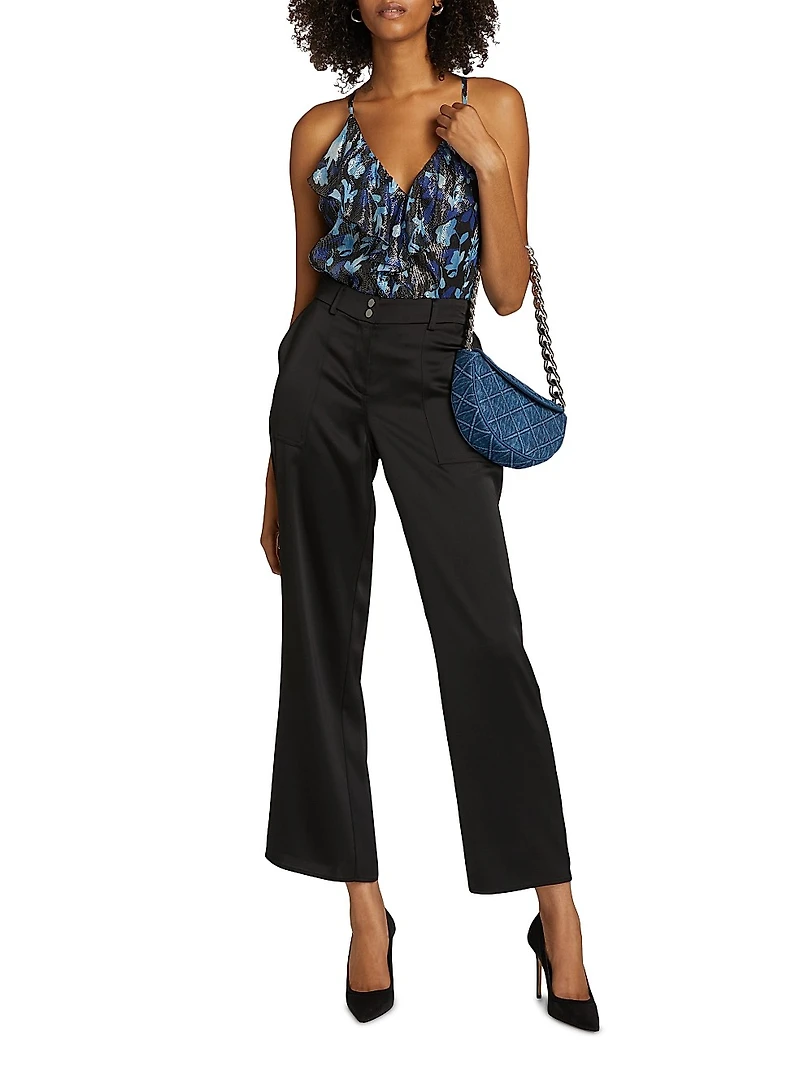 Rosemarie Floral Metallic Silk Sleeveless Top