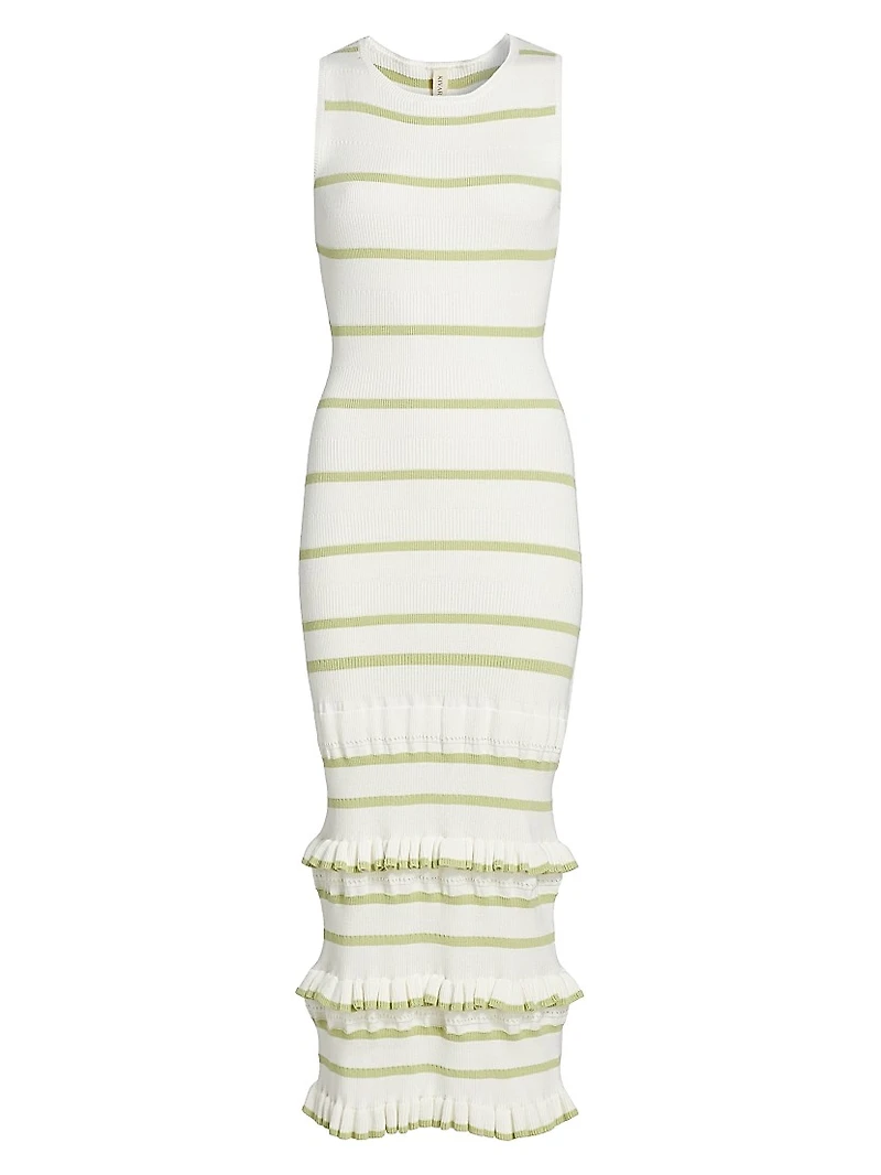 Rafaella Stripe Ruffle Maxi Dress