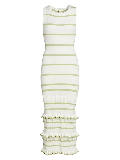 Rafaella Stripe Ruffle Maxi Dress