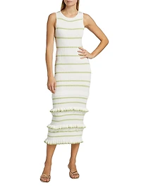 Rafaella Stripe Ruffle Maxi Dress
