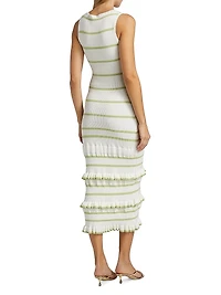 Rafaella Stripe Ruffle Maxi Dress