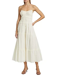 Hallie Cotton Gathered Midi-Dress