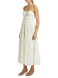 Hallie Cotton Gathered Midi-Dress