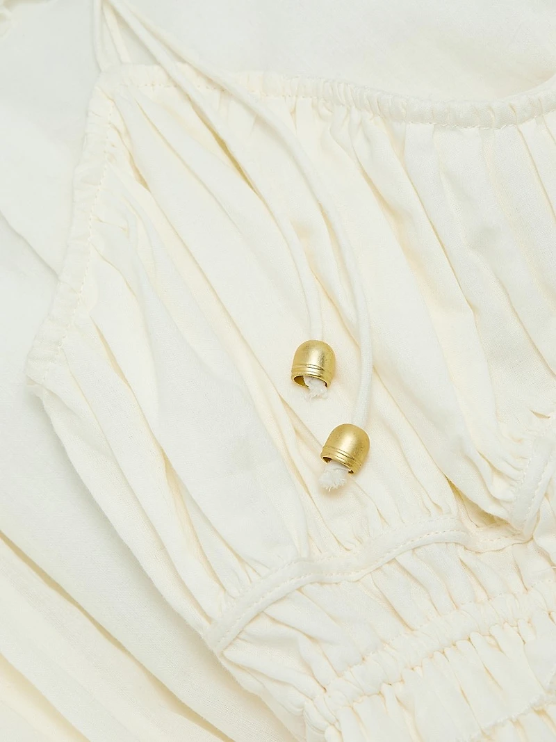 Hallie Cotton Gathered Midi-Dress