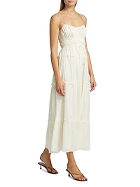 Hallie Cotton Gathered Midi-Dress