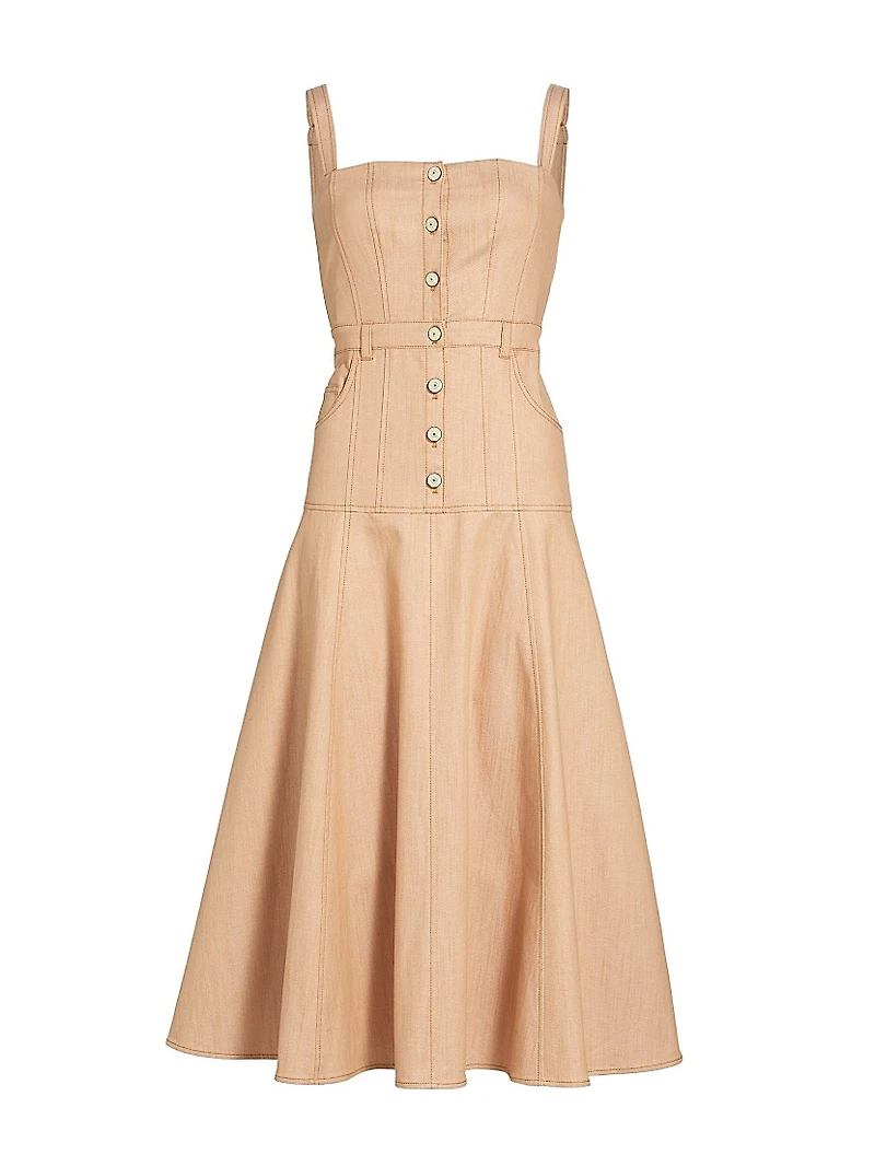 Veena Stretch Denim Midi-Dress