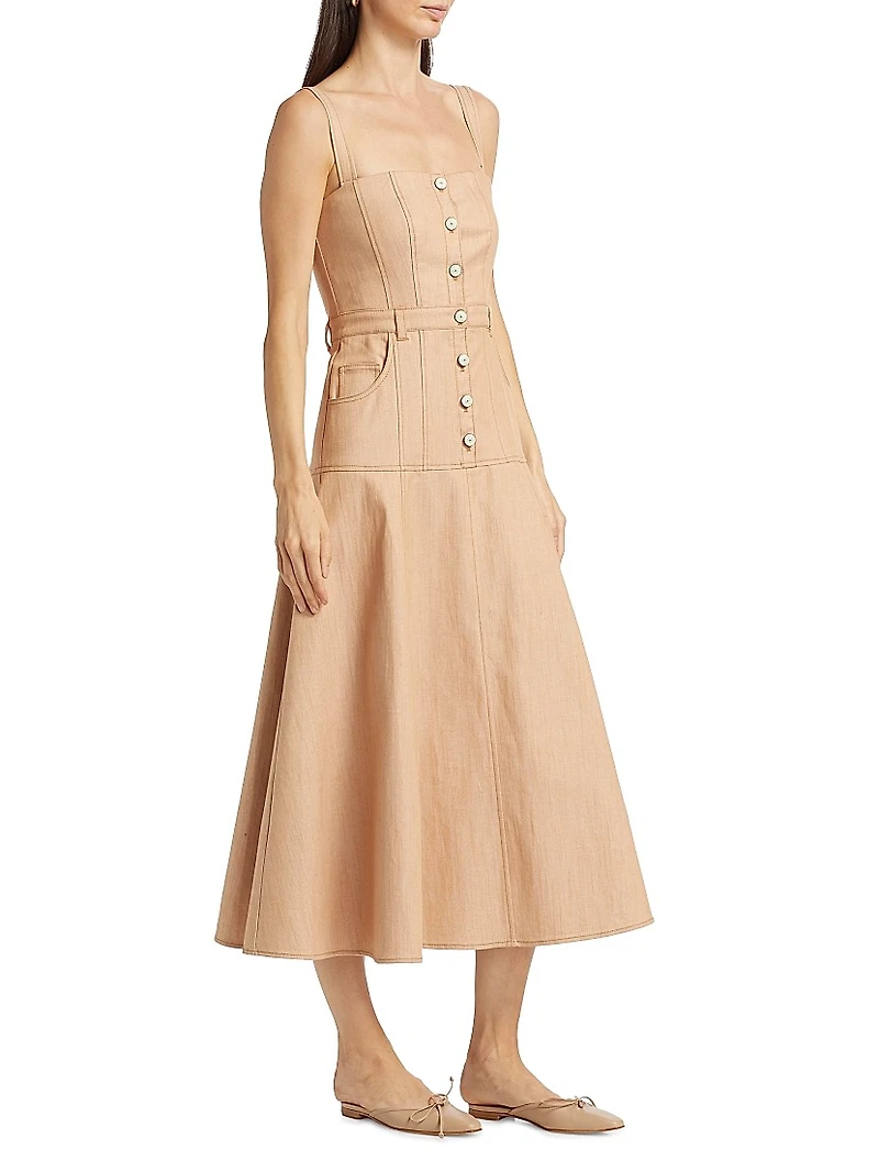 Veena Stretch Denim Midi-Dress