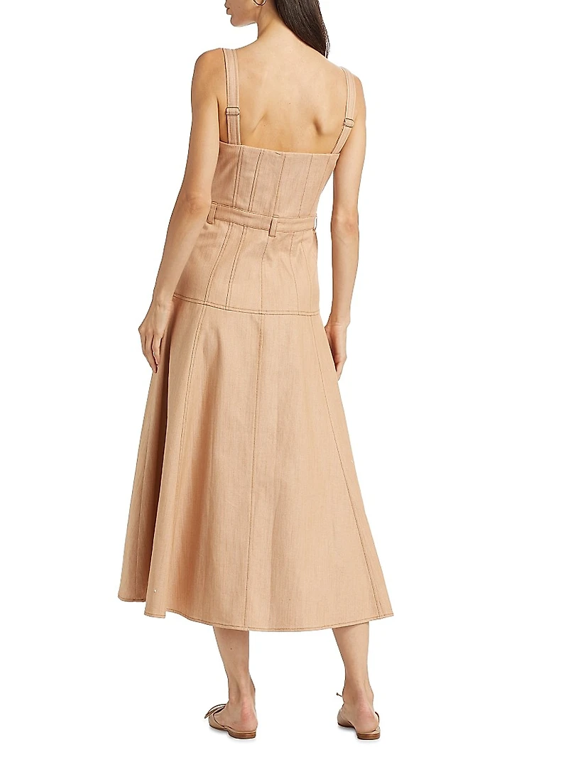 Veena Stretch Denim Midi-Dress