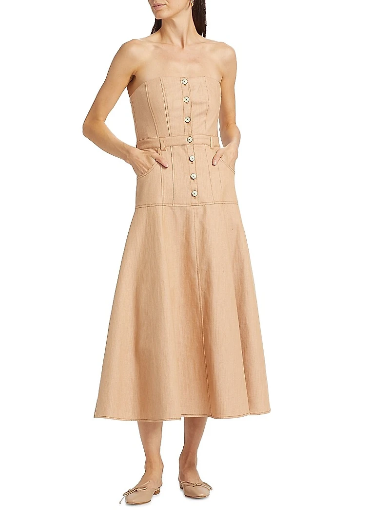 Veena Stretch Denim Midi-Dress