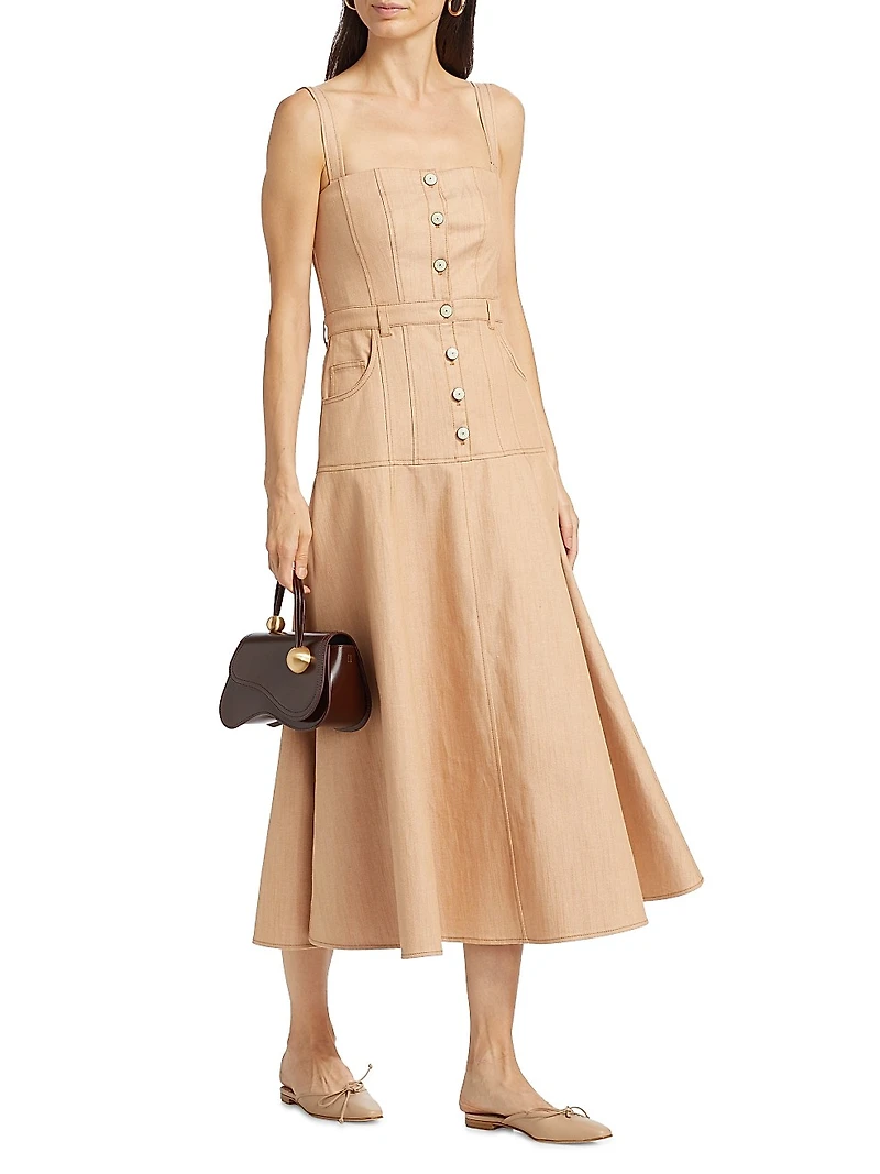 Veena Stretch Denim Midi-Dress