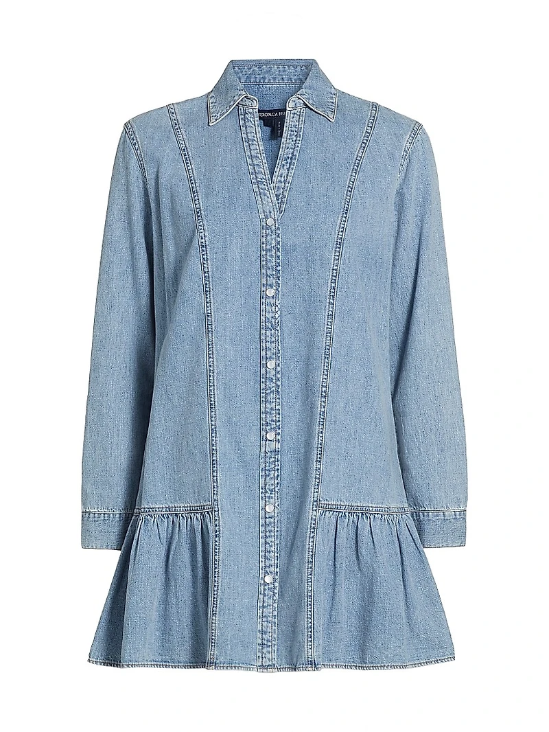 Catherine Denim Flounce Minidress