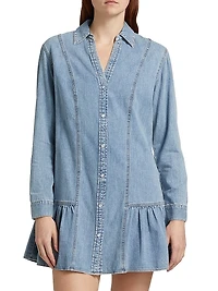 Catherine Denim Flounce Minidress