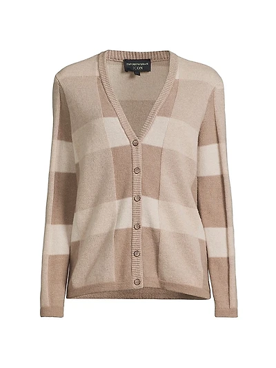 Check Wool & Cashmere Cardigan