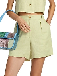 Ella Pleated Linen Shorts