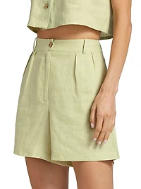 Ella Pleated Linen Shorts