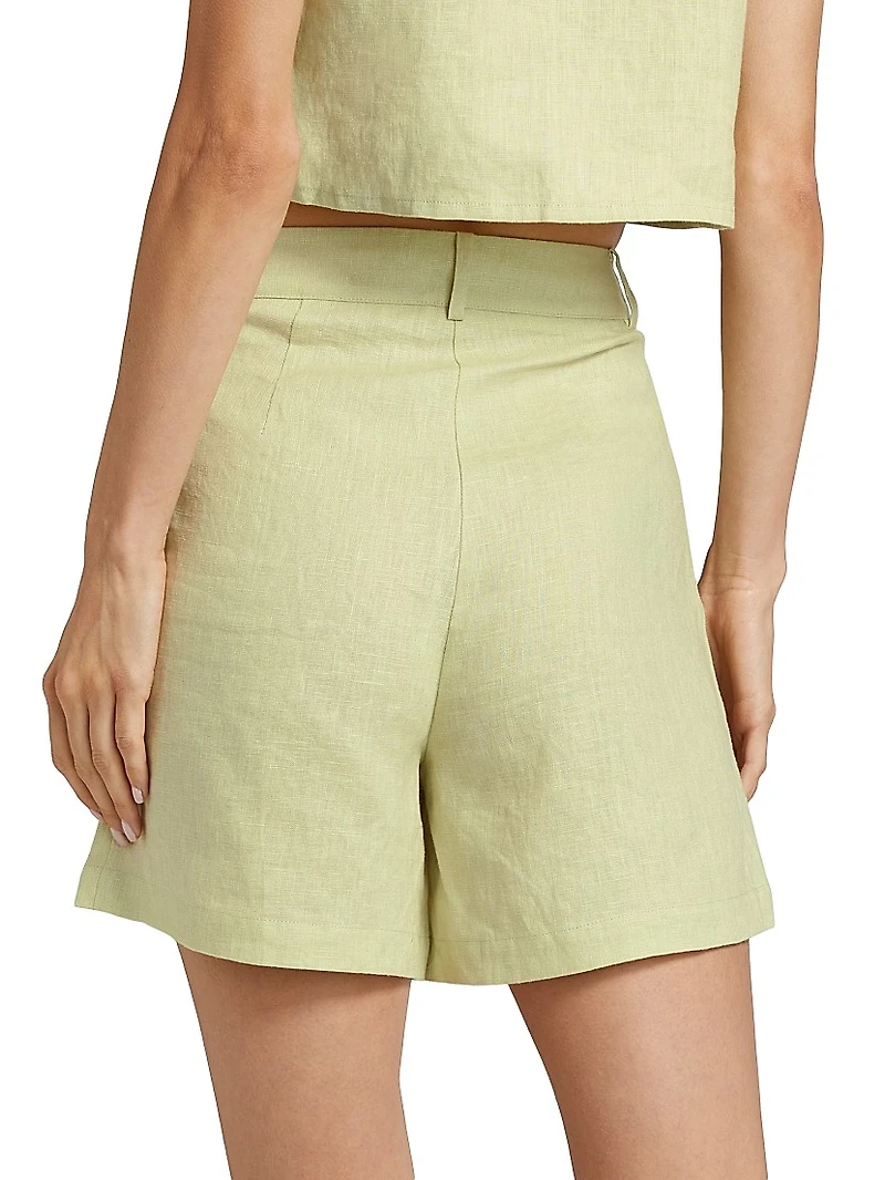 Ella Pleated Linen Shorts