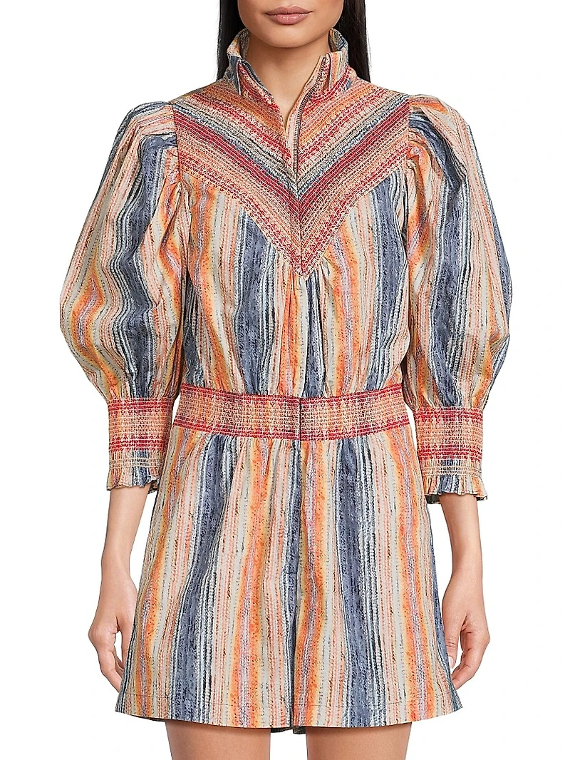 Melangé Stripe Smocked Romper