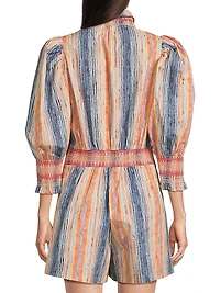 Melangé Stripe Smocked Romper