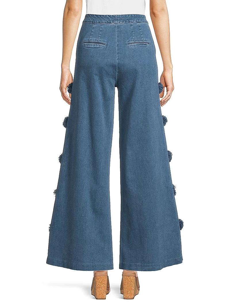 Pom-Pom Denim Trousers
