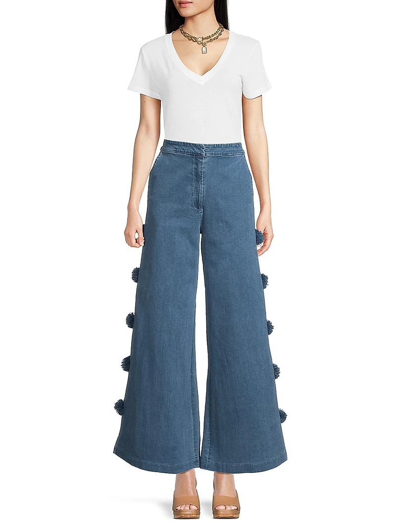 Pom-Pom Denim Trousers