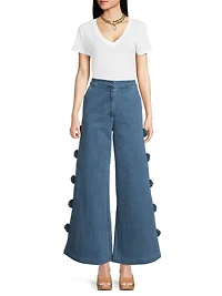 Pom-Pom Denim Trousers
