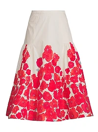 Placed Poppy Midi-Skirt