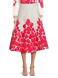 Placed Poppy Midi-Skirt